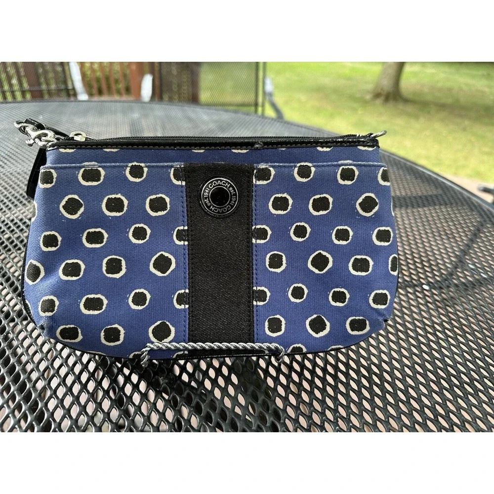 COACH BLUE & BLACK DOT LARGE TOP-ZIPPER Large‎ Wrislet